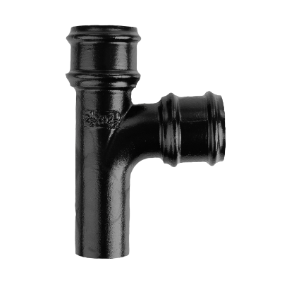 3" Round Rainwater 92.5° Branch Without Ears - Black