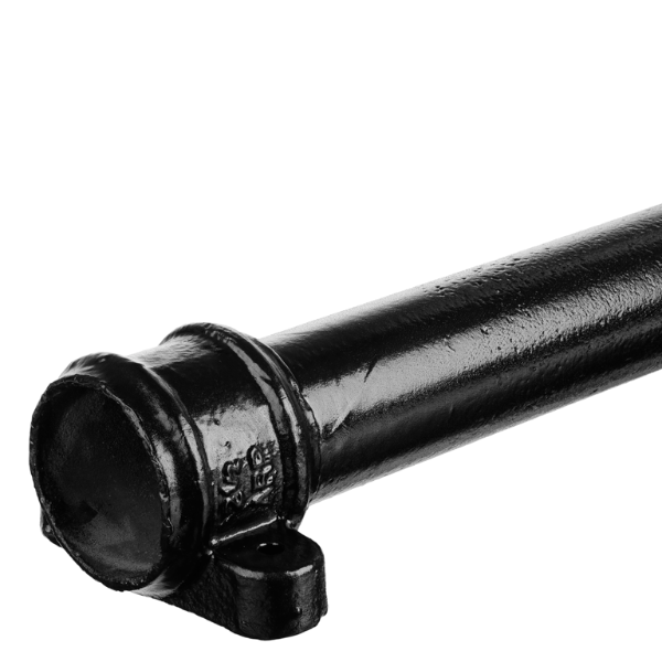 4" Round Rainwater Pipe x 2FT With Ears - Black