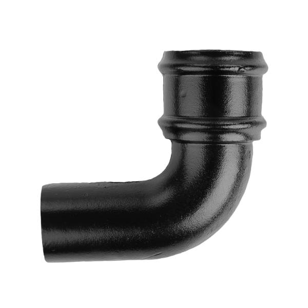 4" Round Rainwater 92.5° Bend Without Ears - Black